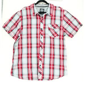 Hart & Huntington XXL Red Gray Black Plaid Button Up Grunge 90s Skater Punk Rock